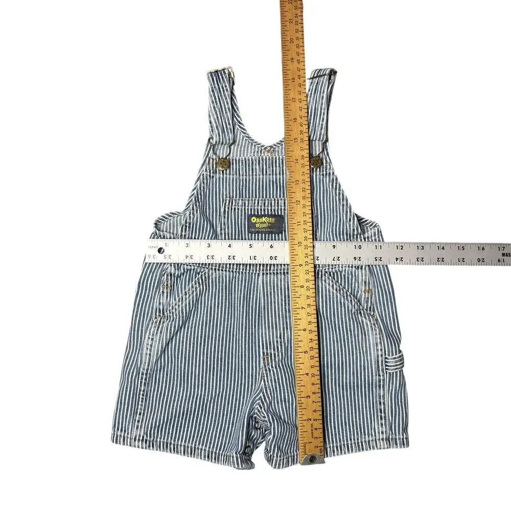 OshKosh B’Gosh Vestbak Railroad Stripe Engineer Hickory Overalls Shortalls 18M